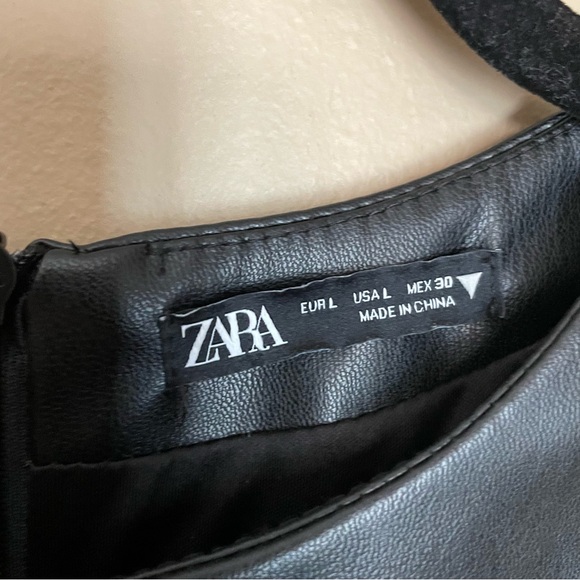 Zara Faux Leather Sleeveless Mini Dress Womens Large Black - Picture 4 of 8